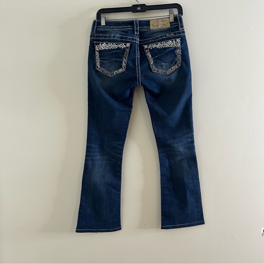 Miss Me Jeans Women’s Size 26 Blue Signature Boot Thick Stitch Western Aztec
